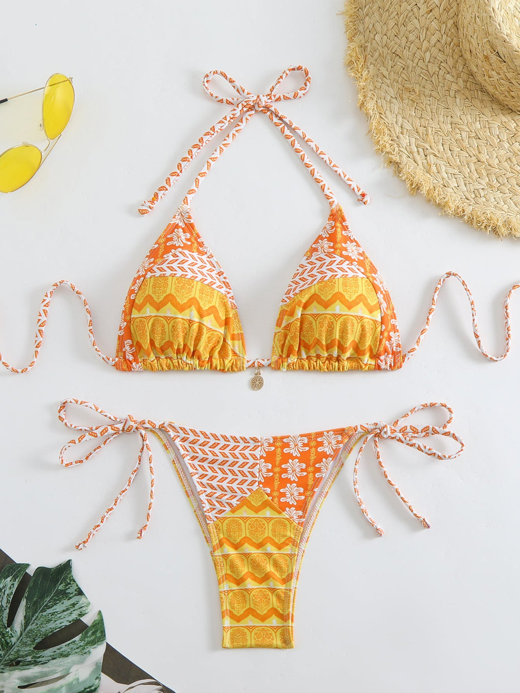 Damen Triangel-Bikini-Set mit verspieltem Blumenmuster