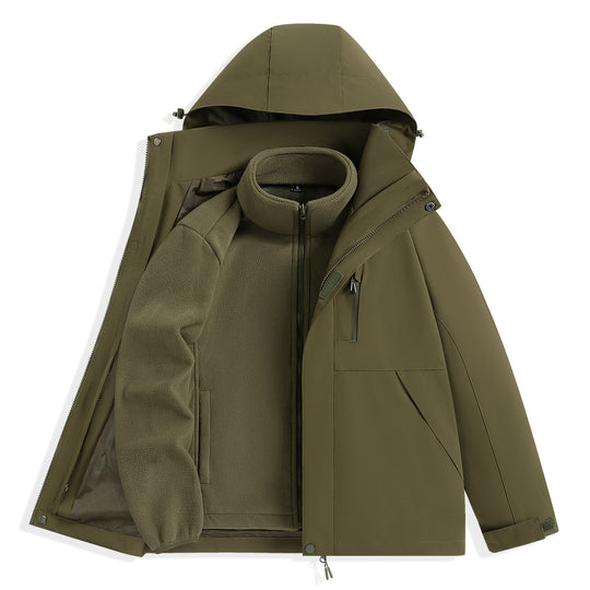 Herren zweilagiger Outdoorparka mit herausnehmbarer Fleece-Innenjacke und Kapuze Shop Nory