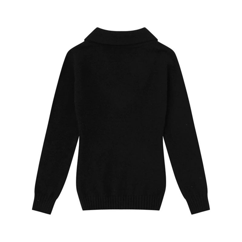 Damen Feinstrick-Pullover mit Schalkragen, V-Ausschnitt und Zierknöpfen Shop Nory