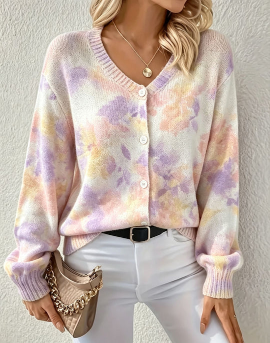 Damen Leichter Jacquard‑Strickcardigan mit Leo‑Print, Rundhalsausschnitt und Knopfleiste Shop Nory