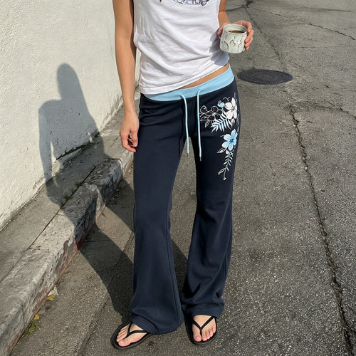 Damen nan ausgestellte Loungehose mit hohem Stretchbund, Kordelzug und floralem Druck Shop Nory