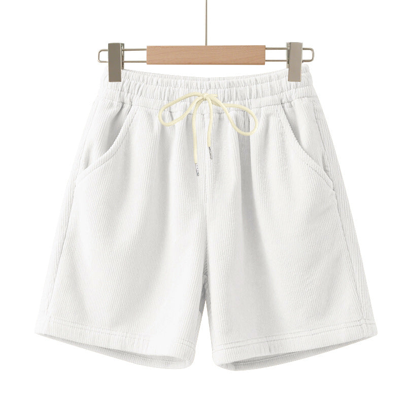 Herren nan gerippte Jersey-Shorts mit elastischem Bund, dekorativem Kordelzug und seitlichen Eingrifftaschen