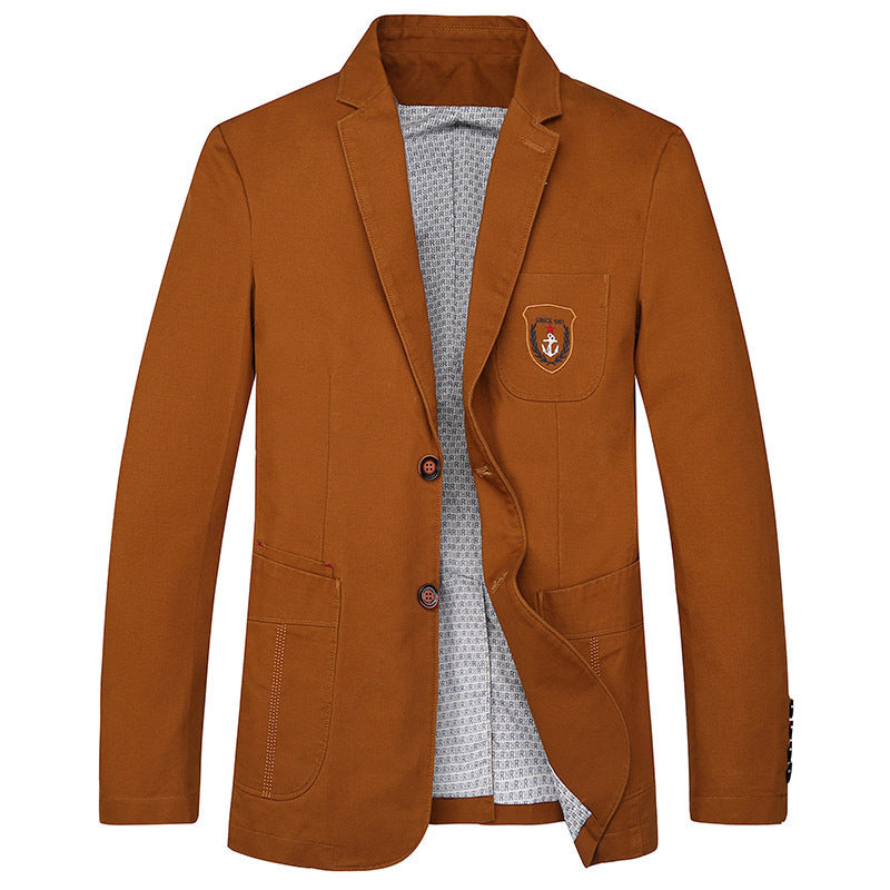 Herren Baumwoll-Blazer im Casual-Worker-Stil mit Brusttasche und Emblem Shop Nory