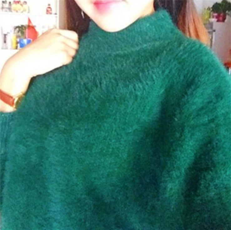 Damen Flauschiger Mohair-Mix Pullover mit Stehkragen und Oversize-Silhouette Shop Nory
