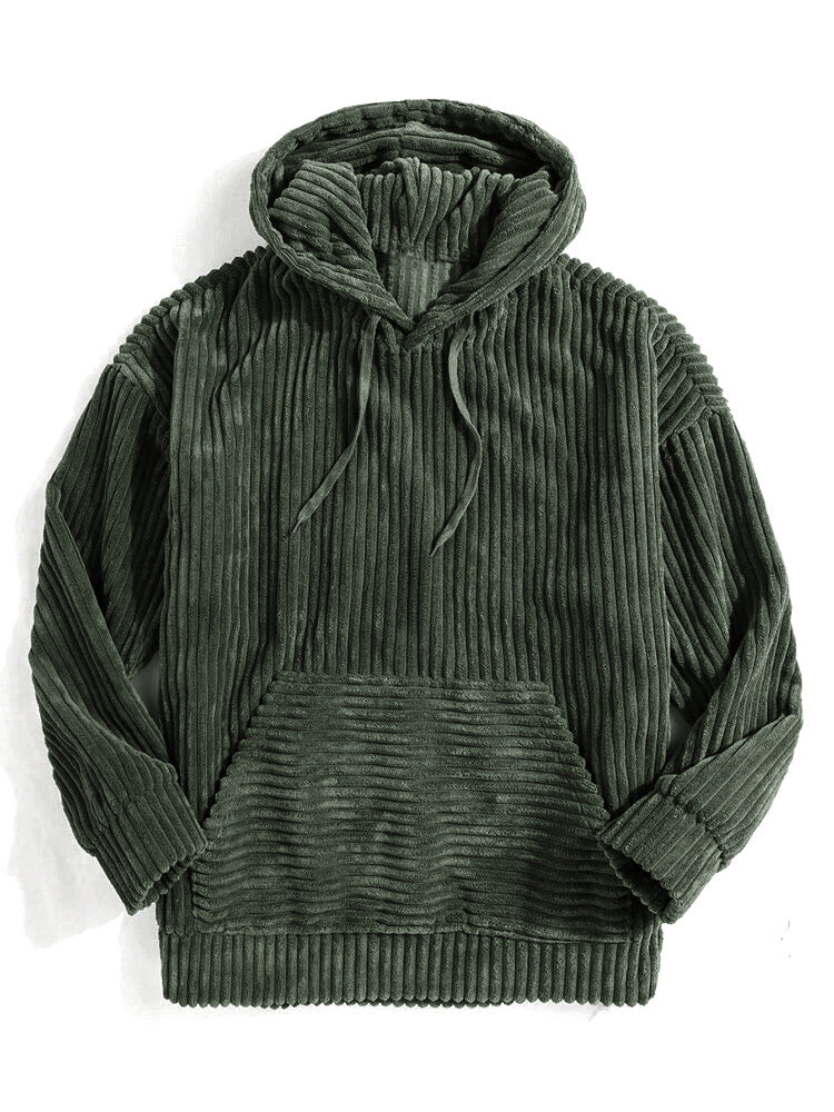 Unisex nan gerippter Samt-Hoodie mit Kapuze und Kängurutasche Shop Nory