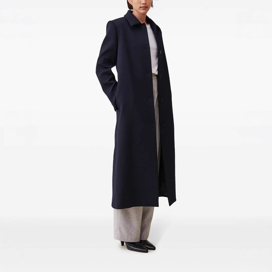 Damen langer minimalistischer Mantel mit geradem Schnitt und Hemdkragen Shop Nory