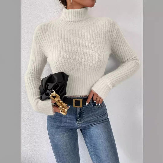 Damen Kurzer Rippstrick-Rollkragenpullover mit flauschiger Mohair‑Optik Shop Nory