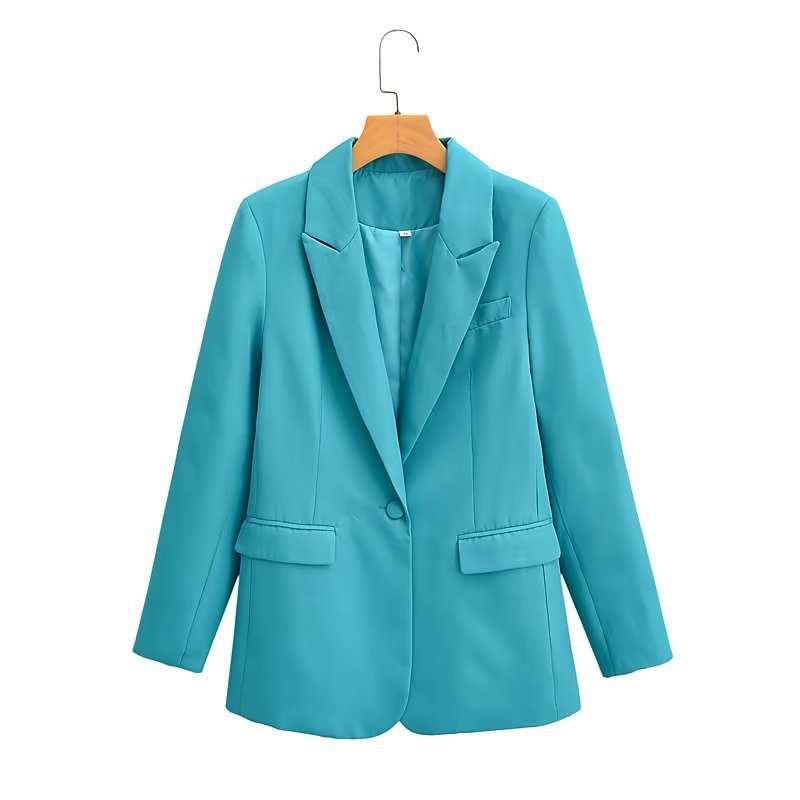Damen Oversize-Blazer mit fallendem Revers Ein-Knopf-Verschluss und Pattentaschen Shop Nory