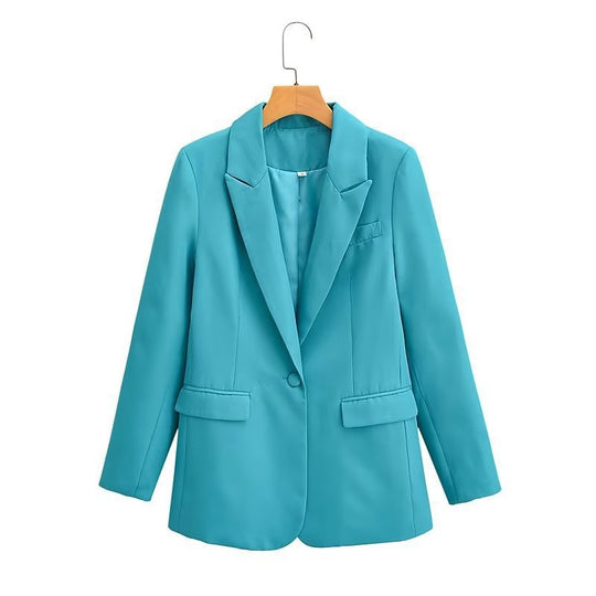 Damen Oversize-Blazer mit fallendem Revers Ein-Knopf-Verschluss und Pattentaschen Shop Nory