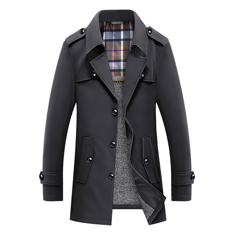 Herren Moderner Kurzmantel im Trench-Look mit kariertem Innenfutter und Utility-Taschen Shop Nory