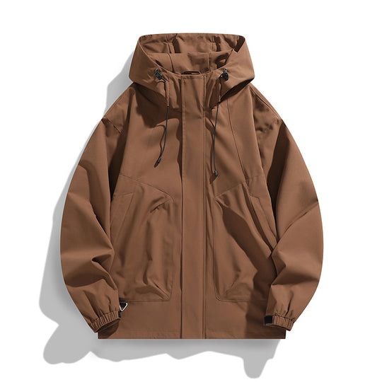 Herren Leichte Wind- und Wasserabweisende Kapuzenjacke im Urban-Utility-Stil mit verdeckter Reißverschlussleiste Shop Nory