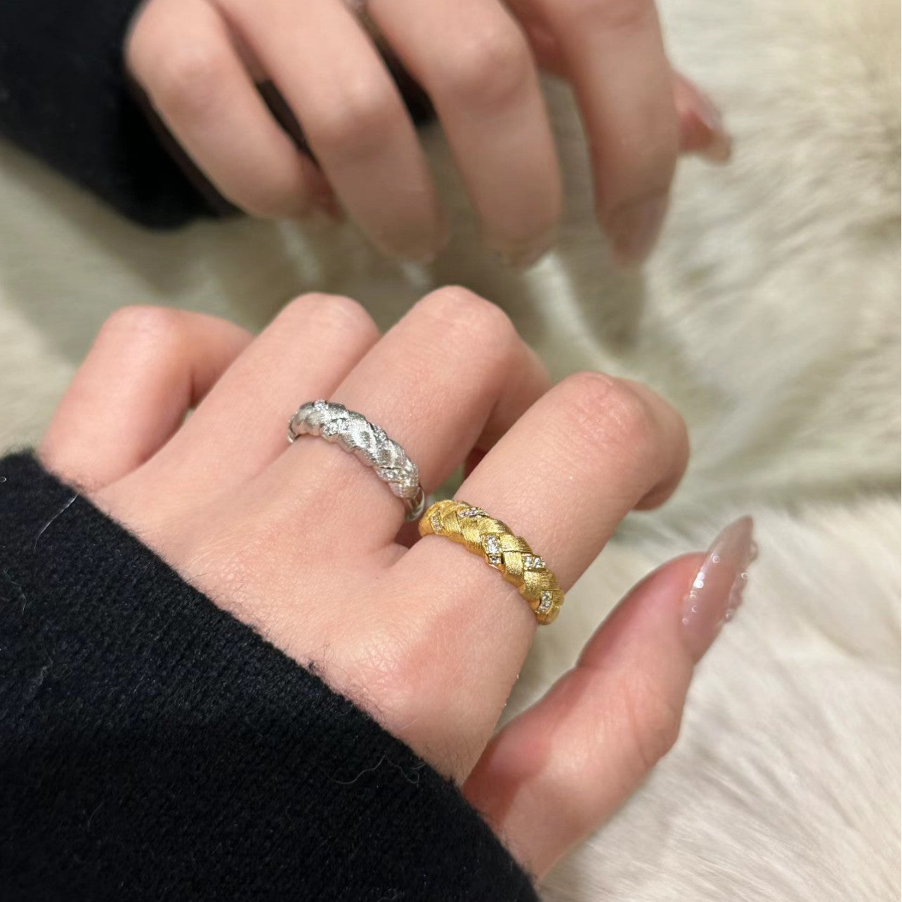Damen geflochtener Ring mit funkelnden Zirkonia Shop Nory