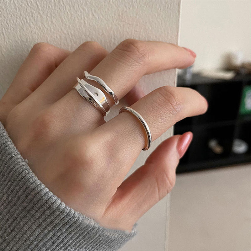 Damen Ring Set mit elegantem geschlungenem Design aus hochwertigem Silber Shop Nory