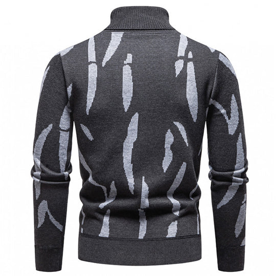 Herren Strukturierter Rollkragenpullover mit abstraktem Jacquardmuster und gerippten Abschlüssen Shop Nory