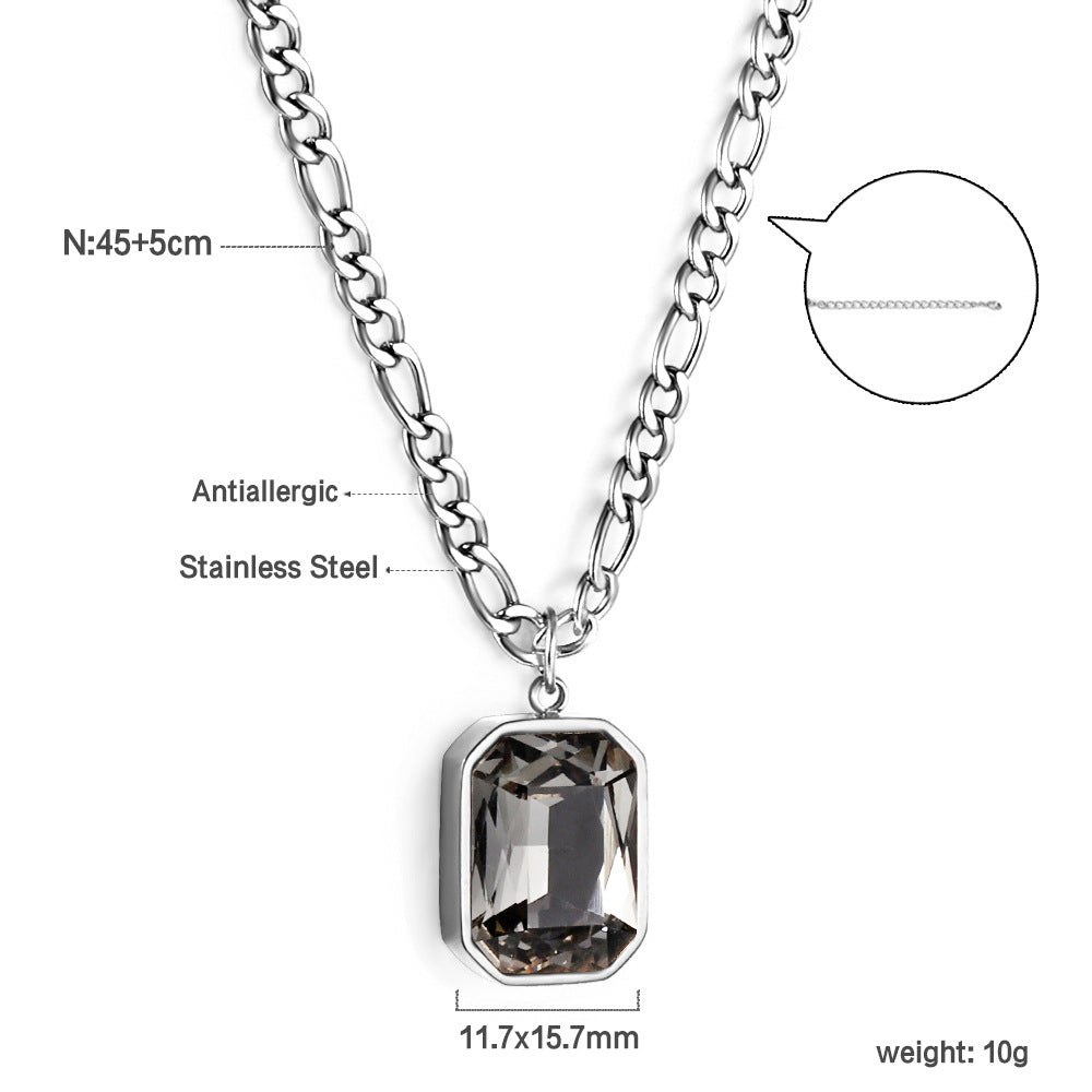 Damen Halskette mit grünem Edelsteinanhänger aus goldplattiertem Edelstahl Shop Nory