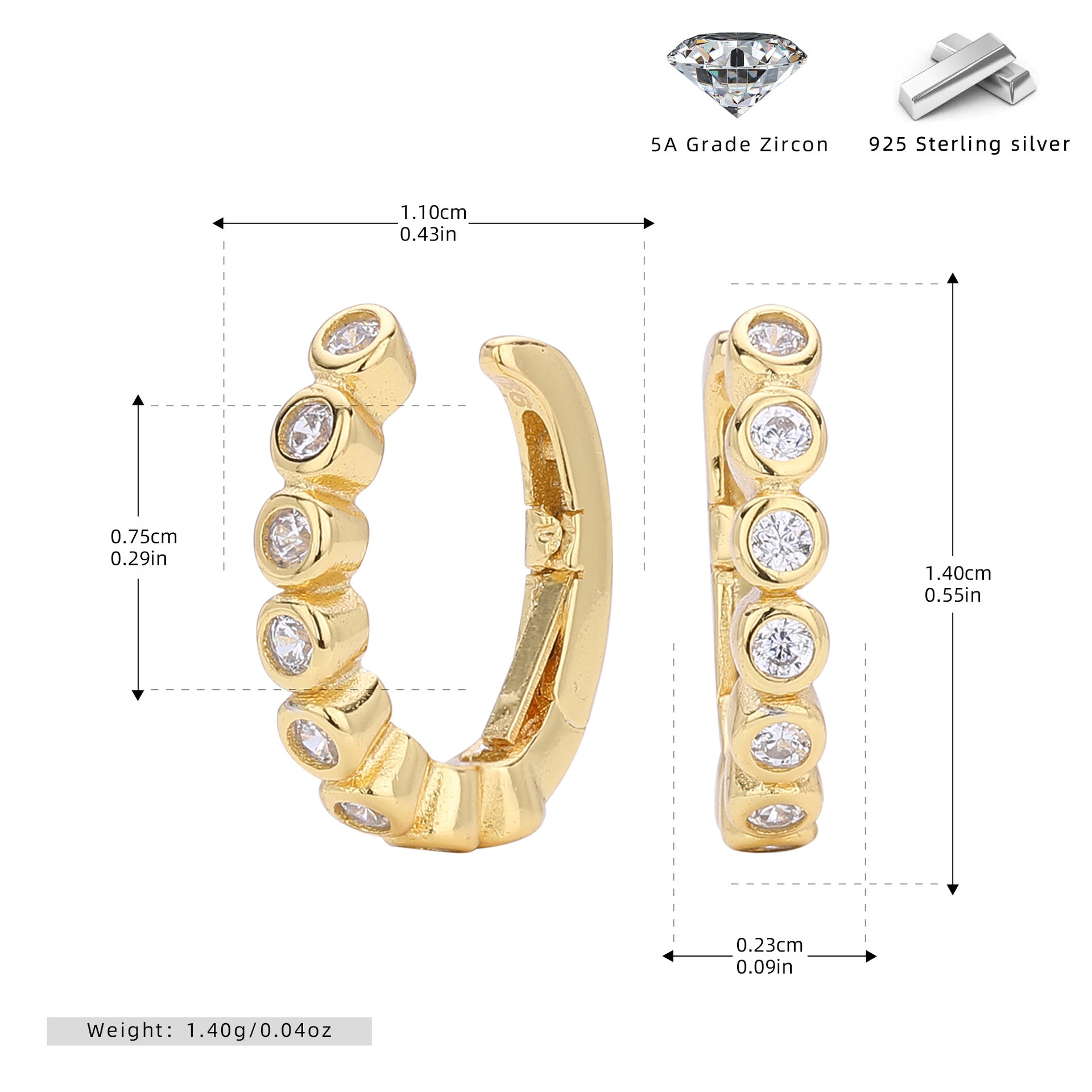 Damen Creolen mit innovativem Zirkonbesatz und hochwertigem 925 Sterling Silber Shop Nory