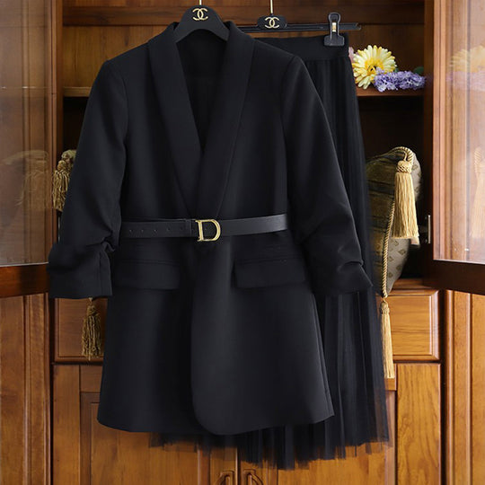 Damen Moderner Blazer mit Taillengürtel Shop Nory