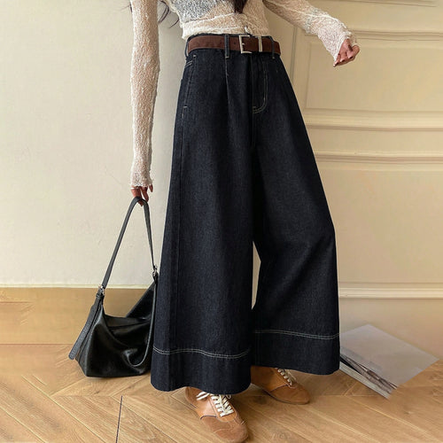 Damen High-Waist Culotte-Jeans aus schwerem Wide-Leg-Denim mit dekorativer Vordernaht Shop Nory