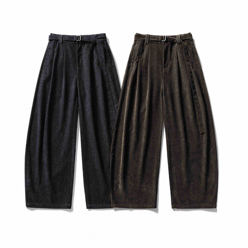 Damen Weite Highwaist-Hose mit Bundfalten, Balloon-Silhouette und Stoffgürtel Shop Nory