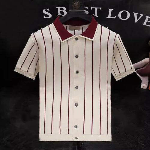 Herren Stilvolles Kurzarm Strickhemd Shop Nory