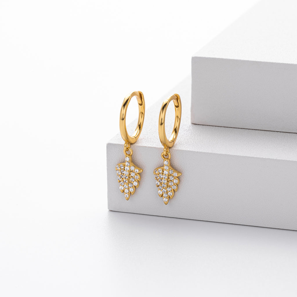Damen Ohrhänger mit Blattmotiv aus hochwertigem 925 Sterlingsilber und funkelnden Zirkonia Shop Nory