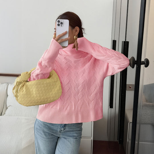 Damen nan grobstrick Rollkragenpullover mit Zopfstruktur, oversized Schnitt und längeren Ärmeln Shop Nory