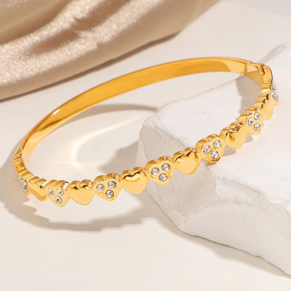 Damen Kristallverzierte Gold Armreif Bracelet Shop Nory