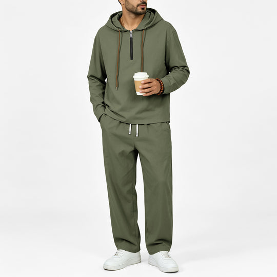 Herren Leichter Halbzip-Kapuzenpullover im Relaxed-Fit mit Kordelzug Shop Nory