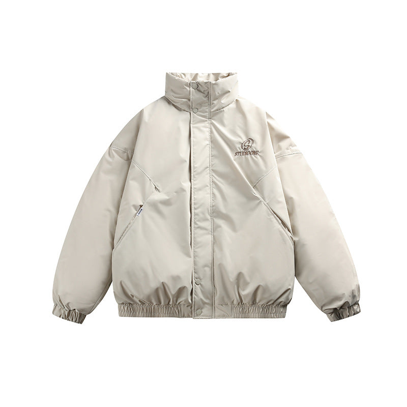 Unisex Boxy wattierte Kurzjacke mit Stehkragen und verdeckter Druckknopfleiste Shop Nory