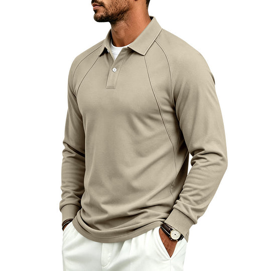 Herren Langarm-Polo aus feinem Baumwoll-Mix mit Raglannähten und Rippbündchen Shop Nory