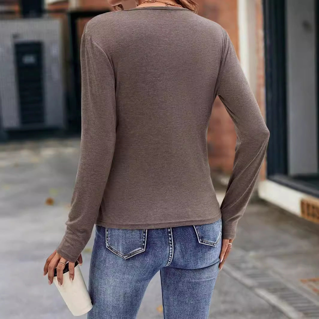 Damen Wickeltop Aus Weichem Jersey mit Figurbetonendem Schnitt