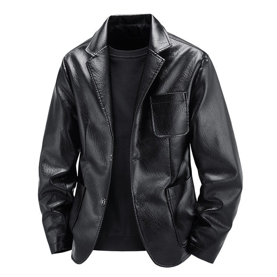 Herren Elegante Kunstlederjacke im modernen Blazer-Stil Shop Nory