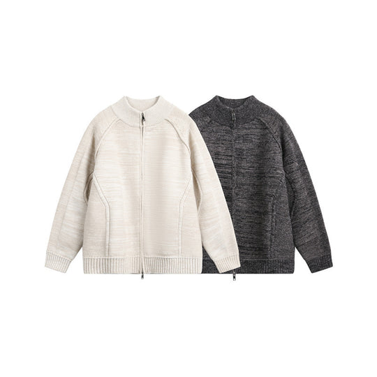 Unisex Strick‑Zipjacke mit Stehkragen, Raglanärmeln und gerippten Bündchen Shop Nory