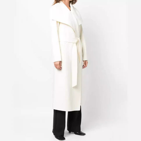 Damen Taillierter Wickelmantel im Kimono‑Look mit weitem Schalkragen und Bindegürtel Shop Nory