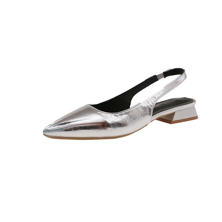 Damen Slingback Pumps aus glänzendem Material Shopnory