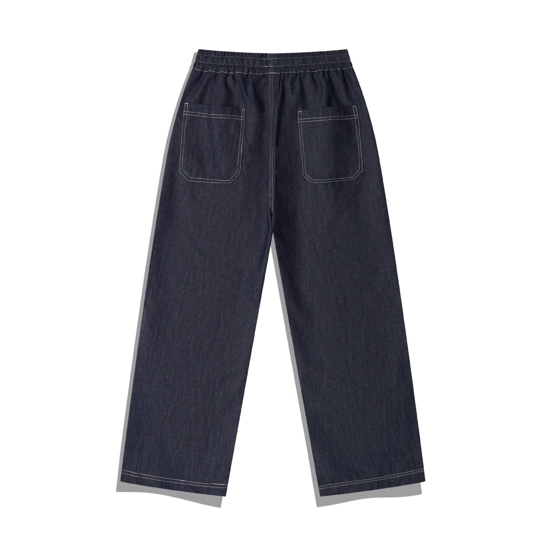 Damen Weite Denim-Cargo-Culotte mit elastischem Bund und Kontraststeppung Shop Nory