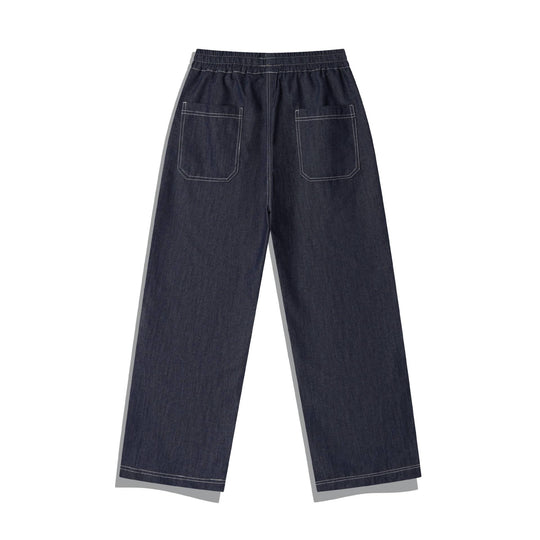 Damen Weite Denim-Cargo-Culotte mit elastischem Bund und Kontraststeppung Shop Nory