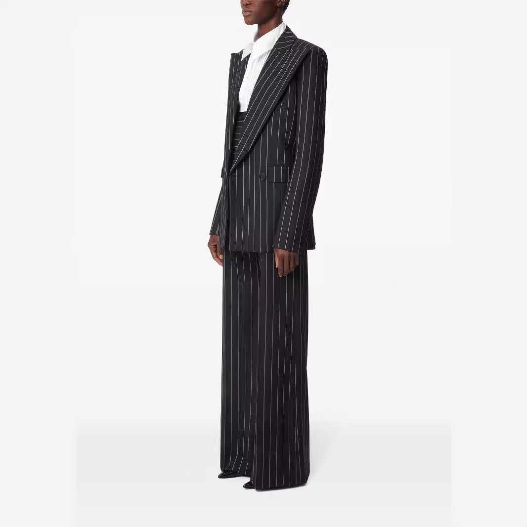 Damen Oversize Nadelstreifen Zweiteiliger Tailoring-Anzug mit weitem High‑Waist‑Hosenbein Shop Nory