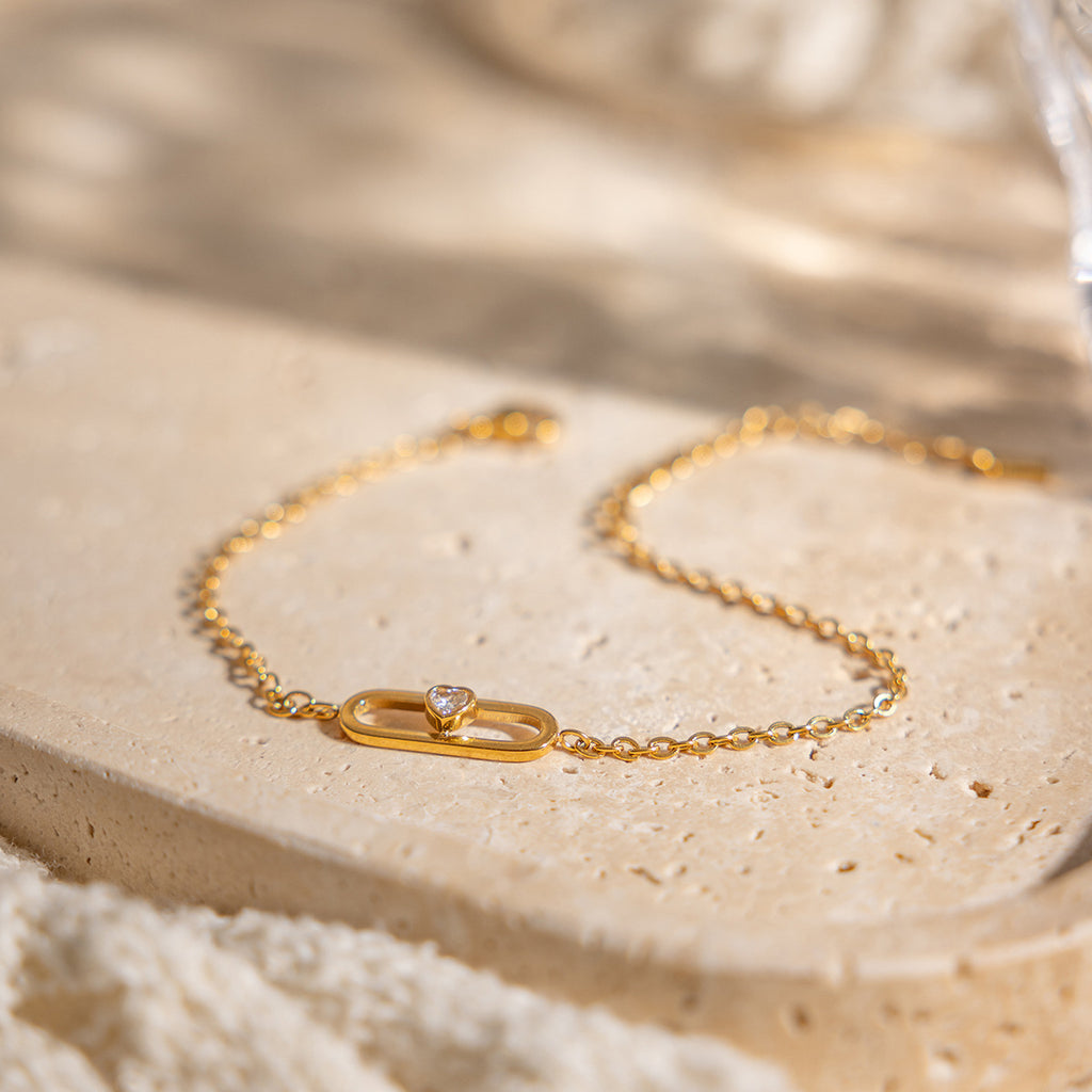 Damen Fußkettchen mit funkelnden Kristallanhängern und hypoallergener Edelstahlverarbeitung Shop Nory