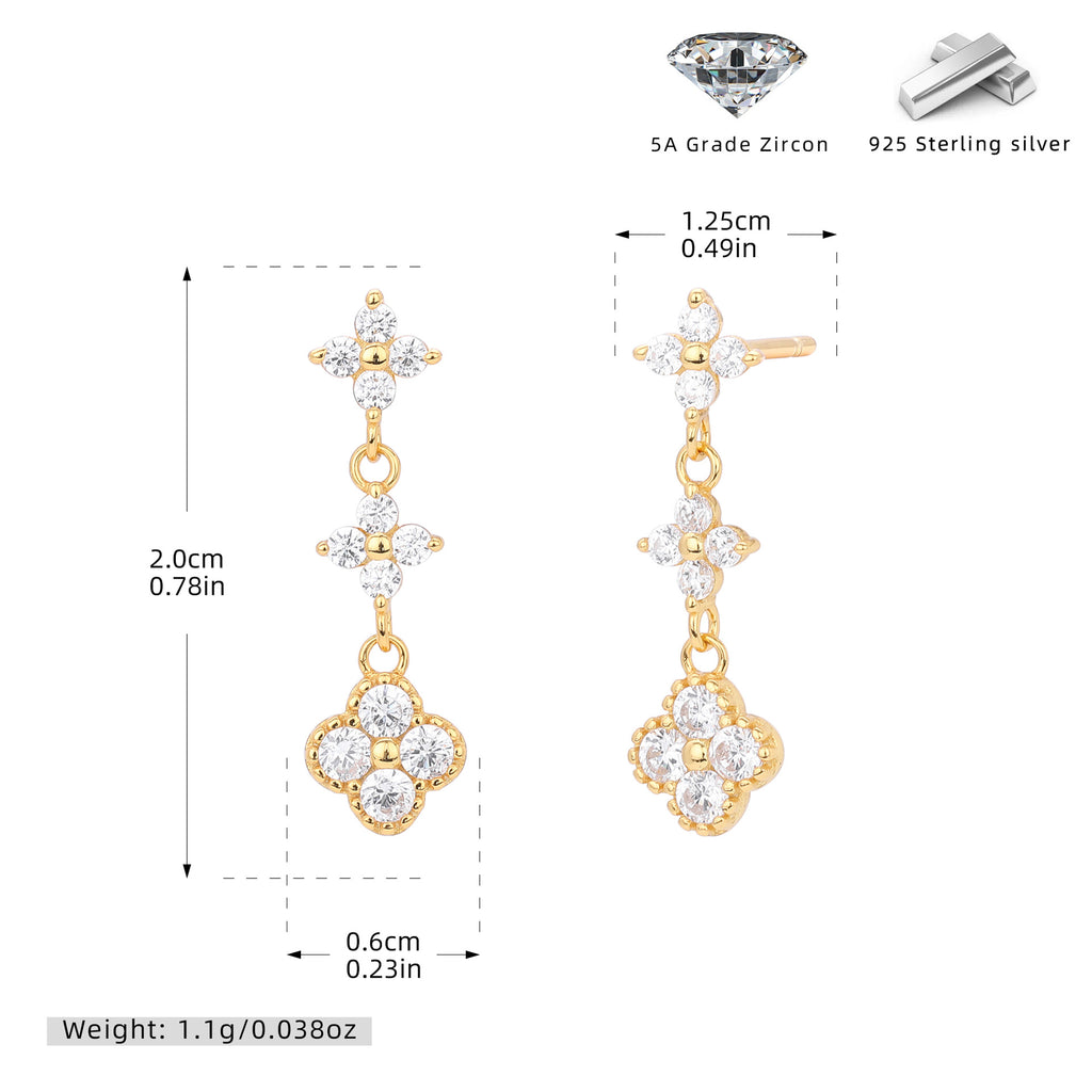 Damen Ohrhänger mit funkelnden Zirkonblüten aus hochwertigem 925 Sterlingsilber Shop Nory