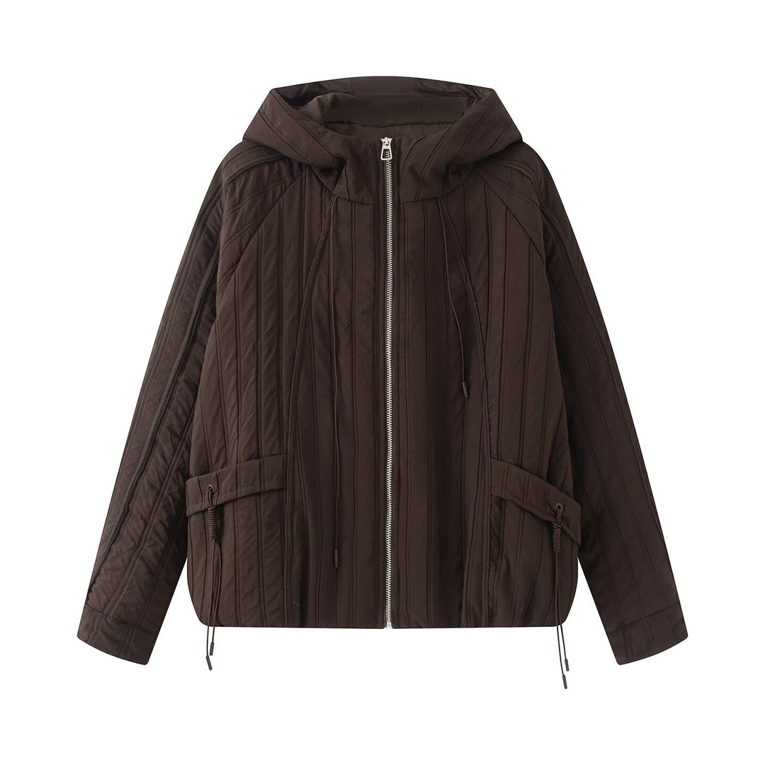 Damen Steppjacke mit Kapuze, Tunnelzug und weitem Schnitt Shop Nory