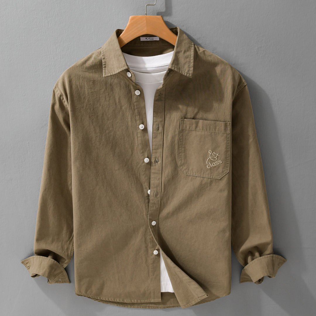 Herren Feines Cord-Überhemd im Overshirt-Stil mit Kentkragen und aufgesetzter Brusttasche Shop Nory