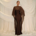 Damen Glamouröses Abendkleid mit fließendem Chiffonüberwurf und figurbetonter Silhouette