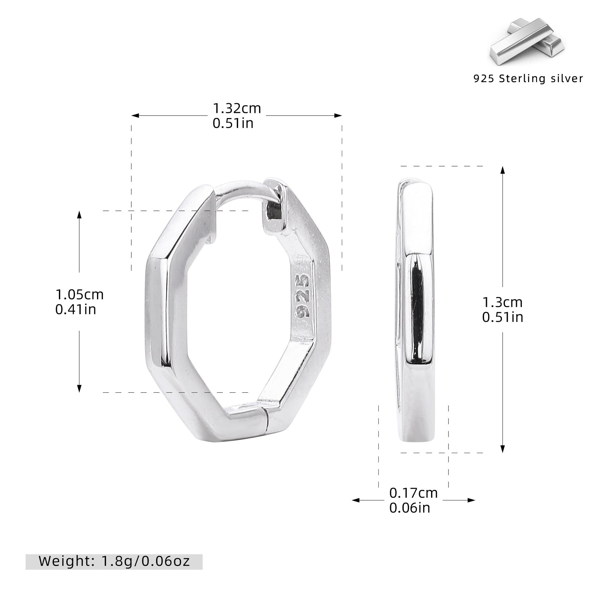 Damen Geometrische Creolen aus vergoldetem 925 Sterling Silber Shop Nory