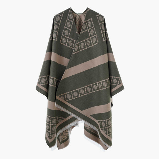 Damen Luxuriöses Jacquard-Überwurfcape mit kastiger Silhouette Shop Nory