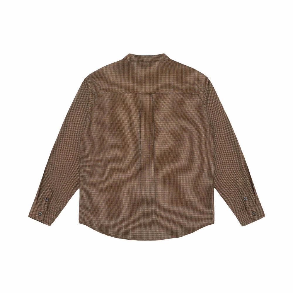 Unisex Oversize-Hemdjacke mit Stehkragen, Glencheckmuster und gerundetem Saum Shop Nory