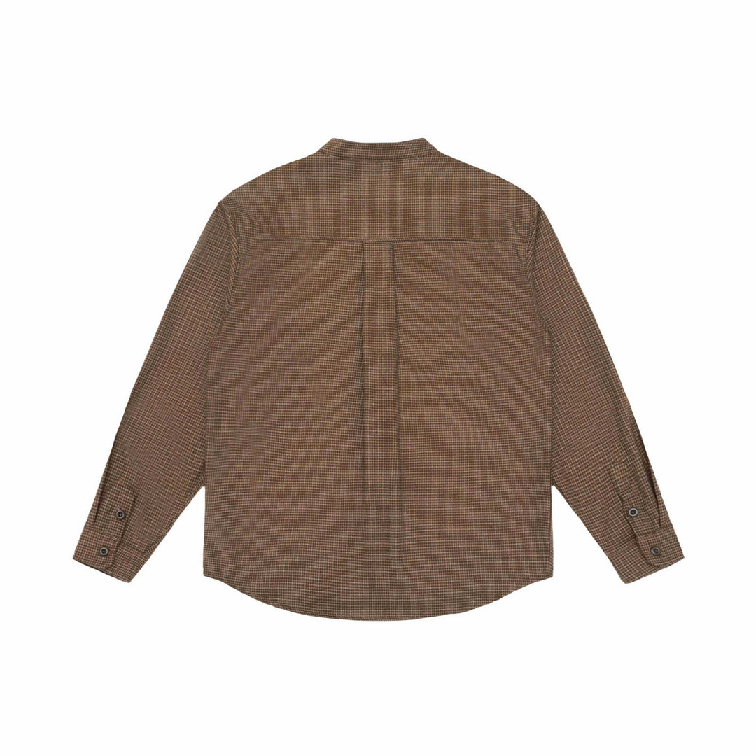 Unisex Oversize-Hemdjacke mit Stehkragen, Glencheckmuster und gerundetem Saum Shop Nory