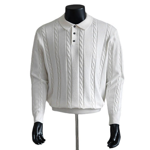 Herren Modischer Grobstrick Pullover mit Stehkragen Shop Nory