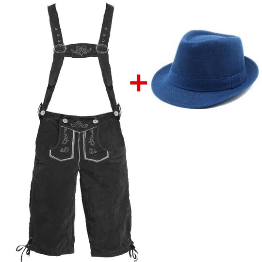 Herren nan traditionelle Trachtenlederhose mit verstellbaren Trägern und Trachtenhut Shop Nory