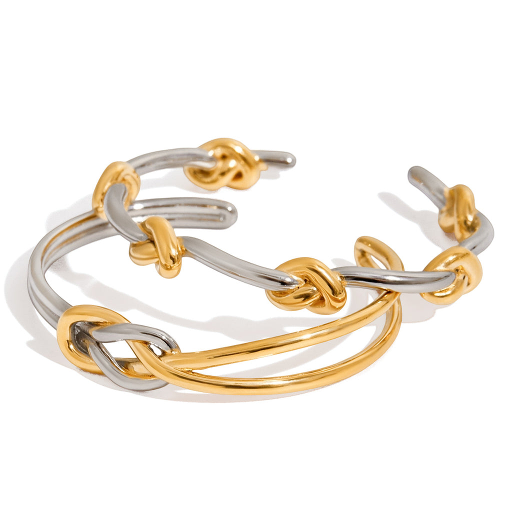 Damen Offenes Armband mit elegantem Knoten-Design aus hypoallergenem Edelstahl Shop Nory